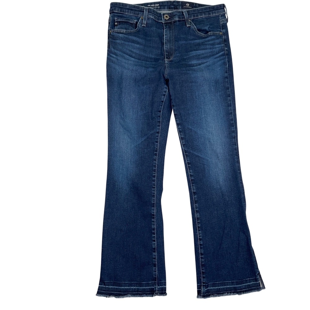 AG Adriano Goldschmied Jeans Women 29R Blue Jodi‎ Crop High Rise Flare Raw Hem